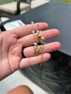 5/$25 Gold Initial 'M' Pearl Accent bracelet - Women's Jewelry